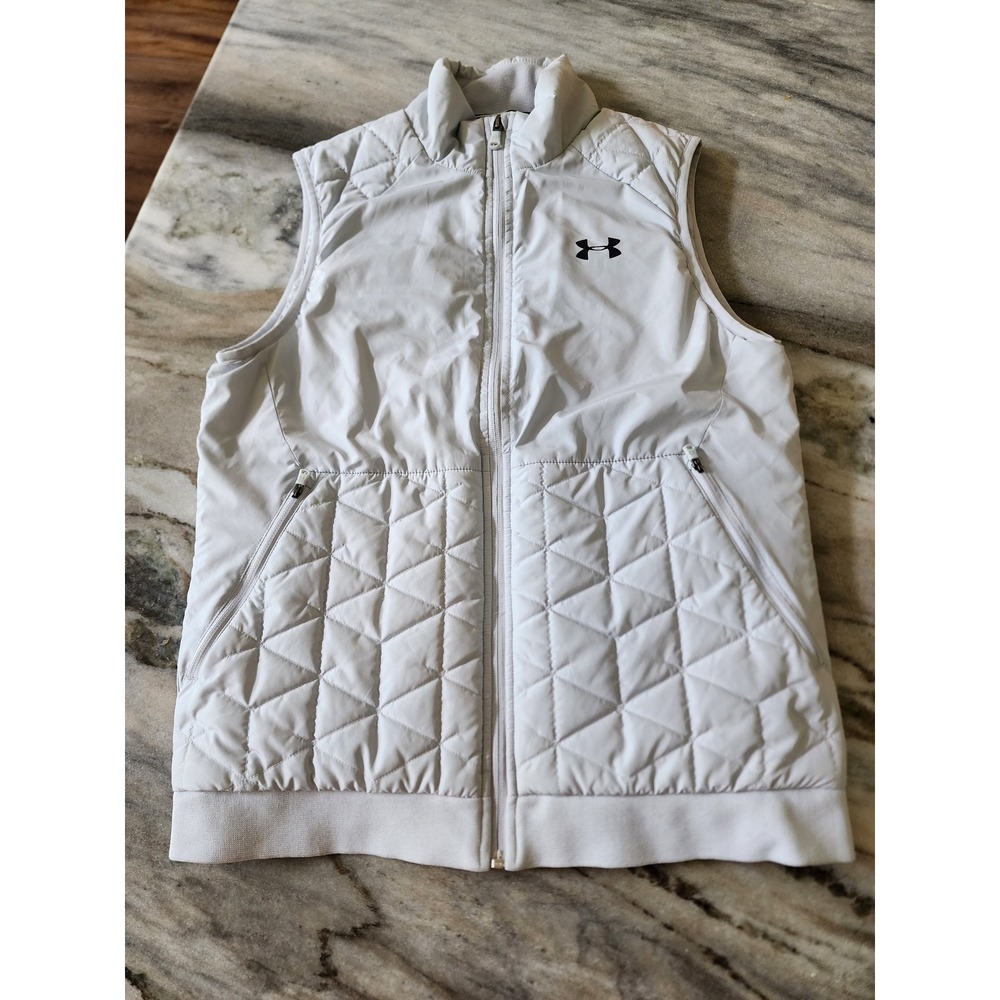 Under Armour ColdGear Reactor Mens Gray Quilted Puffer Vest Medium Loose Fit